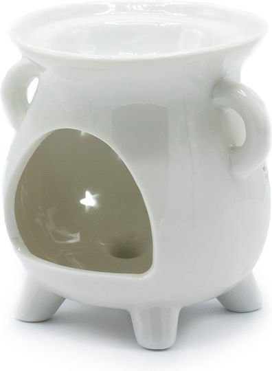 Λευκός Αρωματιστής Τις Φάσεις Σελήνης Oil Burner Cauldron Moon Phases 10cm