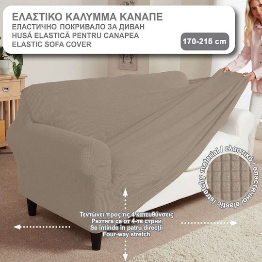Elastische Abdeckung Dreisitziges Sofa Beige 215cm