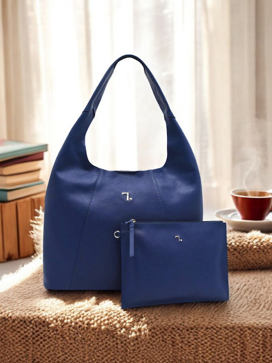 Leather Women's Bag Shoulder Blue