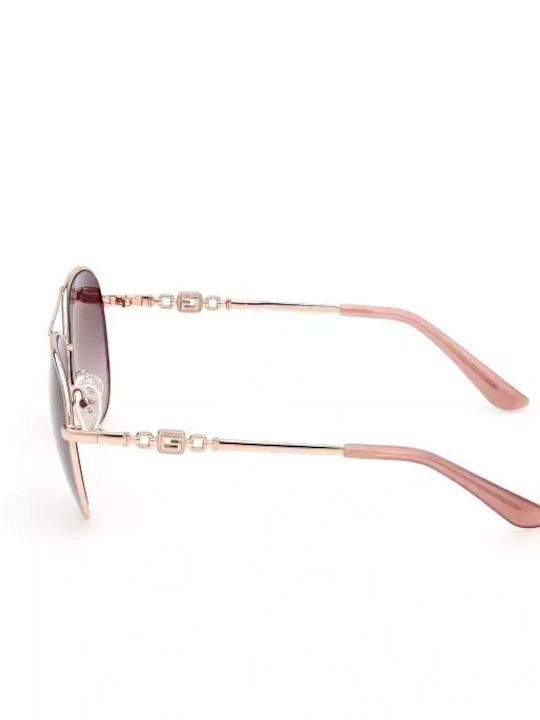 Guess Damen Sonnenbrille mit Rose Gold Metall Gestell und Rosa Verlaufsfarbe Linse GU7885-H 74F