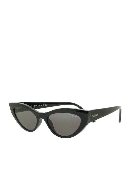 Vogue Women Sunglasses With Black Horn-Rimmed Frame And Grey Lens