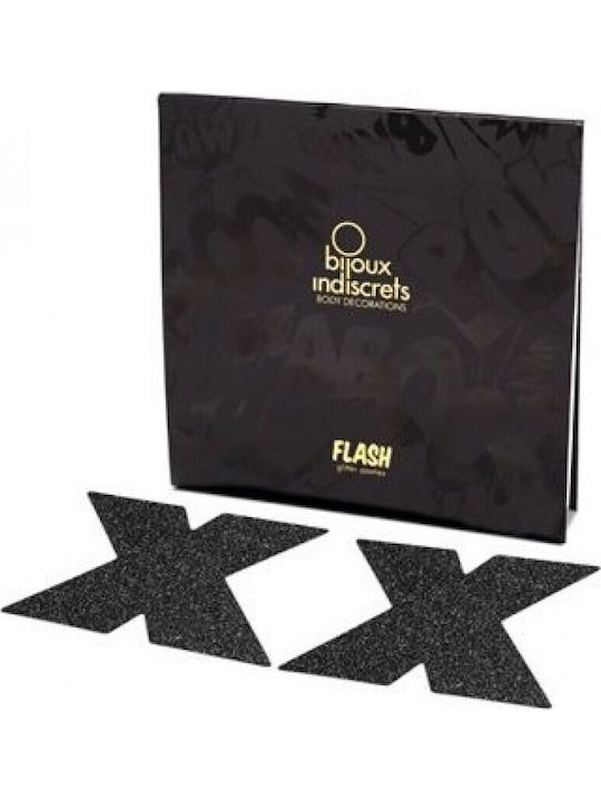 Bijoux Indiscrets Flash Cross Nipple Stickers Black