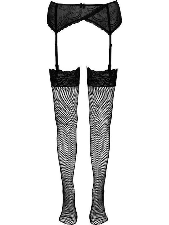 Cottelli Collection Net Stockings mit Spitze Sexy Socken Schwarz