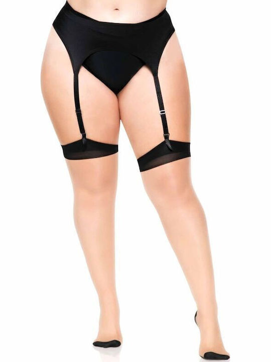 Leg Avenue Plus Size Cuban Heel Lycra Sheer Thigh High with Backseam Sexy Socks Beige