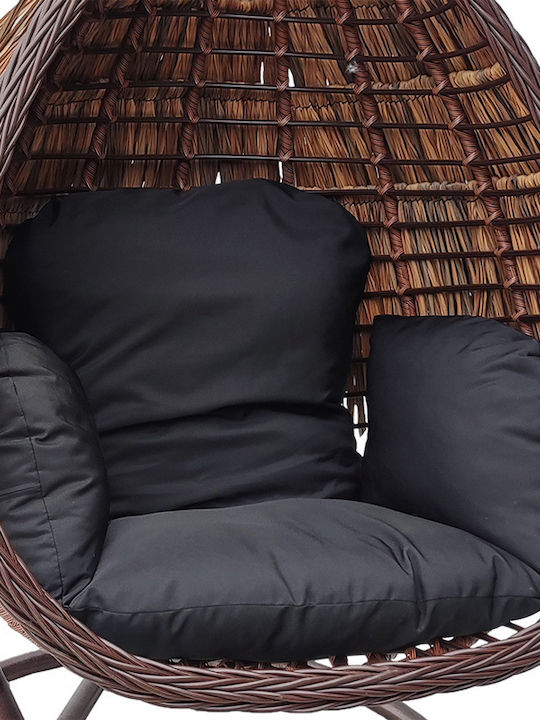 Varur Hängende Garten & Veranda Schaukel mit Kissen Sessel Rattan Braun L120xB105xH195cm