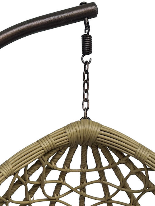 Lyere Hängende Garten & Veranda Schaukel mit Kissen Sessel Rattan Braun L120xB108xH195cm