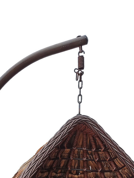 Varur Hängende Garten & Veranda Schaukel mit Kissen Sessel Rattan Braun L120xB105xH195cm