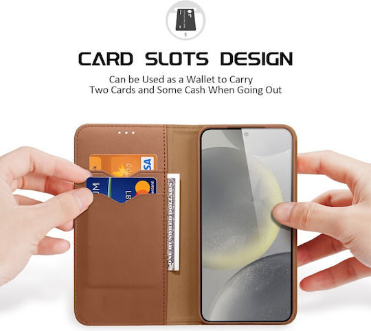 Dux Ducis Hivo Series Rfid Blocking Book Leather / Silicone Brown (Galaxy S25)