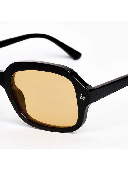 AV Sunglasses Unisex Sunglasses with Black Plastic Frame and Yellow Lens 120-ACE Black/Orange