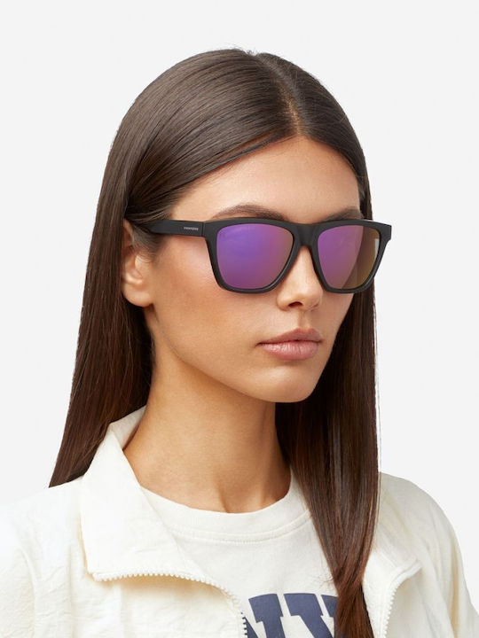 Hawkers Ls Raw Unisex Γυαλιά Ηλίου με Μαύρο Κοκκάλινο Σκελετό και Μωβ Polarized Καθρέφτη Φακό