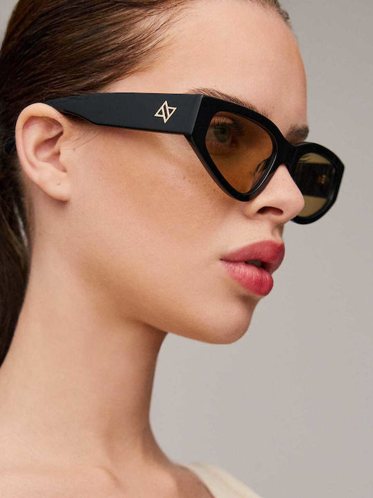 AV Sunglasses Melania Women's Sunglasses with Horn-Rimmed Black/Beige Frame