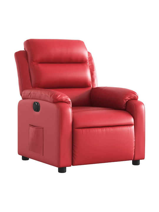 Relaxsessel mit Fußhocker aus Kunstleder Red 75x92.5x100cm