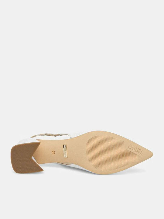 Pumps mit Riemchen & mittelhoher Absatz Weiß