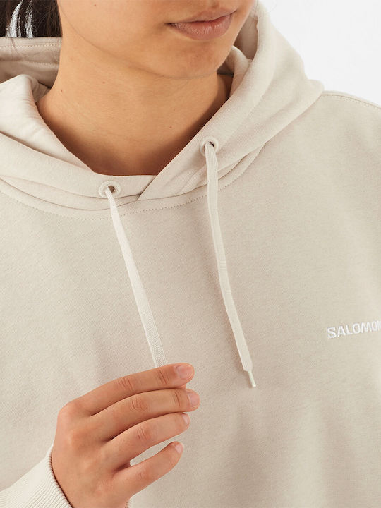 Gekürzt Damen Sweatshirt Kapuzen Beige