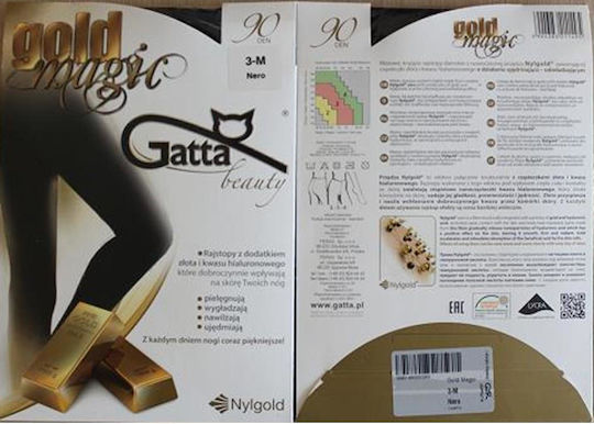 Rouxaki Pantyhose Opaque Tights GOLD MAGIC 90DEN 3D WITH HYALURONIC ACID-GOLD IONS Black