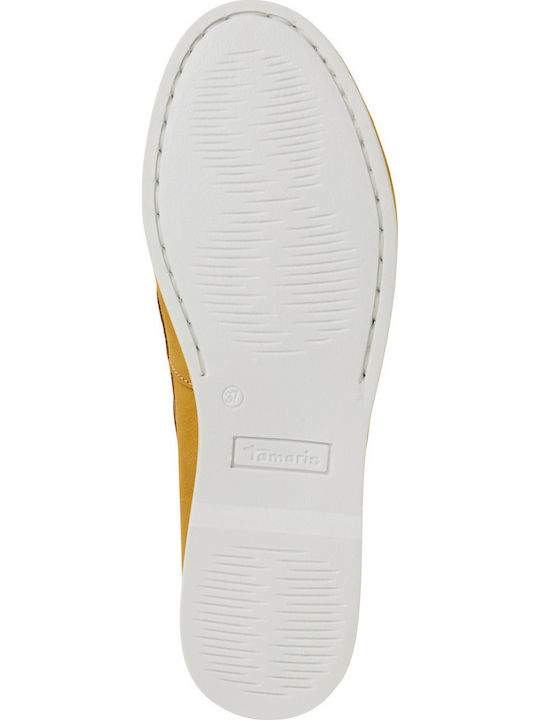 Leather Women's Boat Shoes in Yellow Color