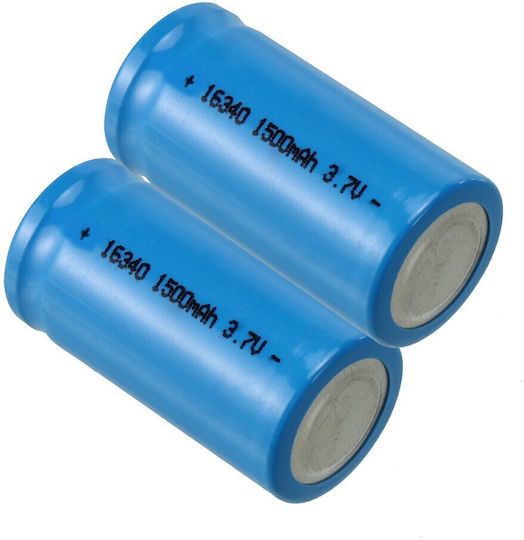 Επαναφορτιζόμενες Μπαταρίες 16340 Li-ion 1500mAh 3.7V 2τμχ