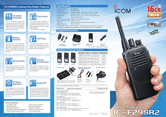 Icom IC-F29SR2 Transmițător Wireless PMR