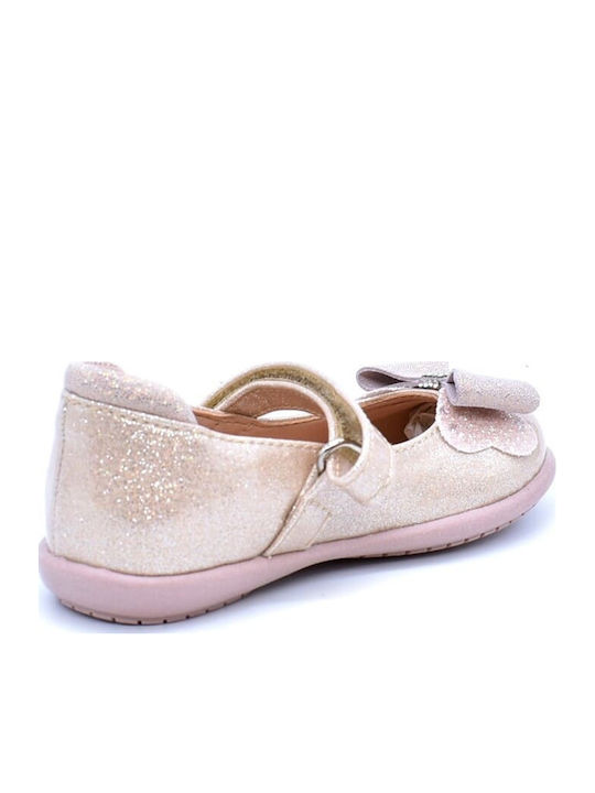 Kids Anatomic Leather Ballerinas with Hoop & Loop Closure Beige