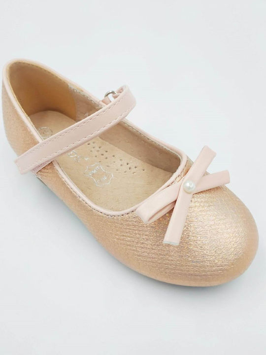 Kids Anatomic Ballerinas with Hoop & Loop Closure Gold