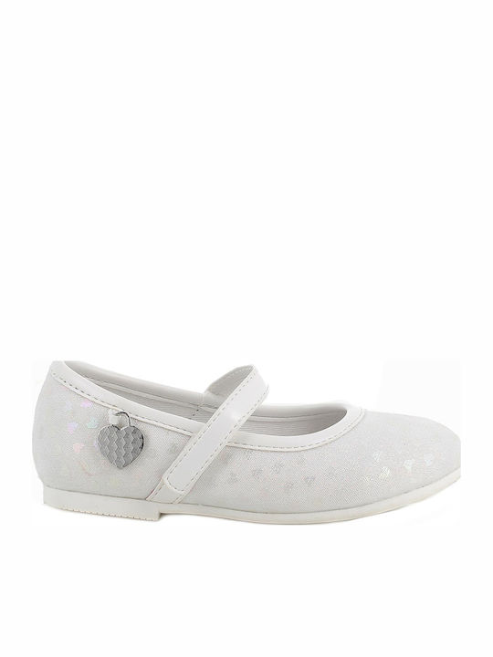 Kids Ballerinas with Hoop & Loop Closure White