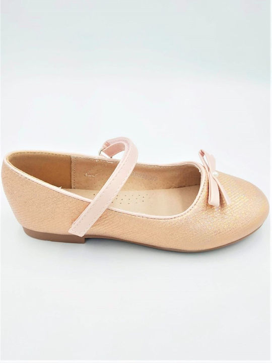 Kids Anatomic Ballerinas with Hoop & Loop Closure Gold
