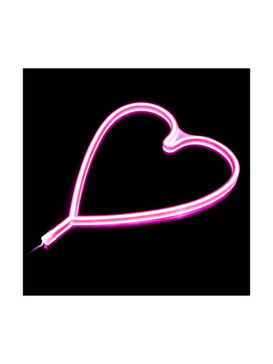 Neon-LED-Lampe Herzform Fuchsia USB-betrieben Maße 36,3x29cm