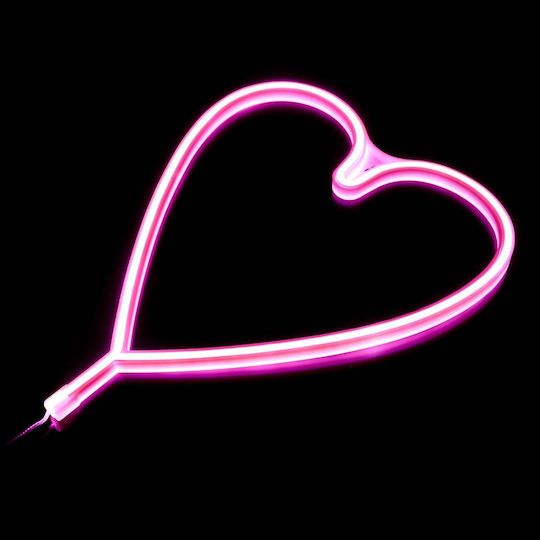 Neon Led Lamp Heart Shape Fuchsia Color Usb Powered Dimensions 36.3x29cm