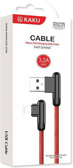 Kakusiga USB-A to Lightning Cable Κόκκινο 1.2m (KSC-125/RED/LT)