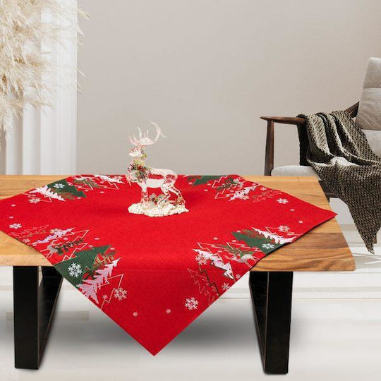 Ilis Home Christmas Tablecloth Square Fabric Red L120xW120cm.