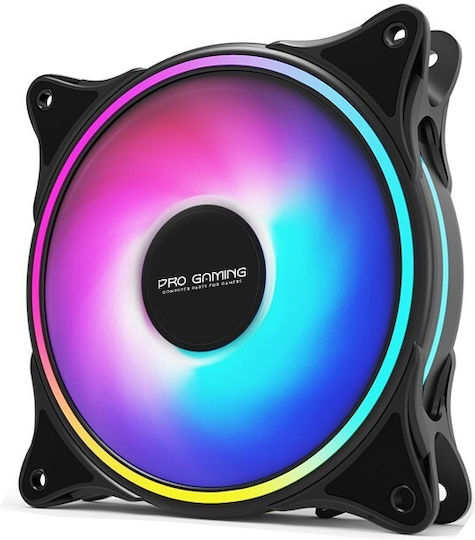 ProGaming 103497 Ventilator Pentru Carcasă 120mm (1800rpm / 62cfm) cu Iluminare ARGB și Conexiune 4-Pin PWM 3 Bucăți