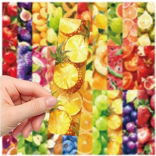 Set 30 Cardboard Bookmarks Book Lovers Fruit Design Multicolored Red 15 Pieces