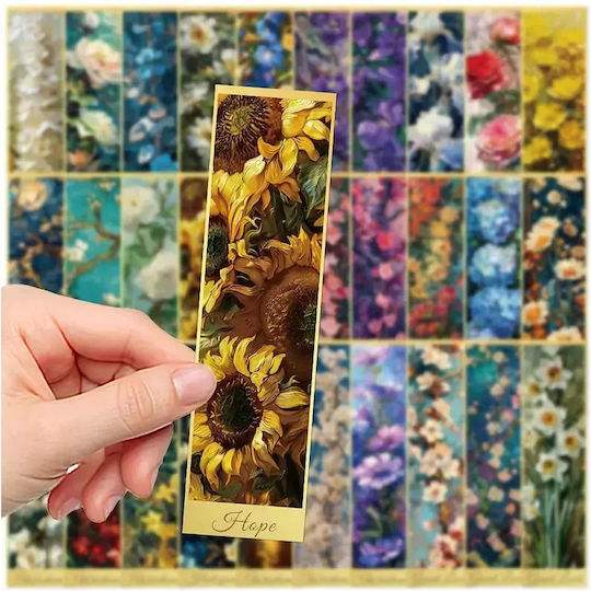Set 30 Semne de Carte din Carton pentru Iubitorii de Cărți Design Pictură Florală Aurie 15 X