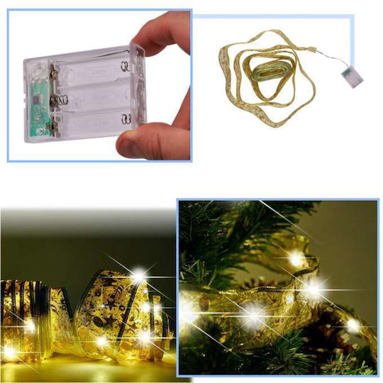 Crăciun Panglică Iluminată Alb 14x7cm 1buc