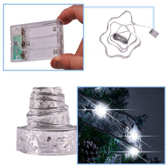 Crăciun Panglică Iluminată Alb 14x7cm 1buc