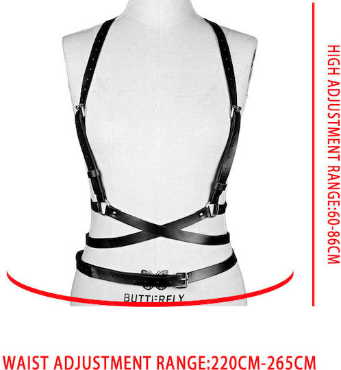 Ham Punk Provocator pentru Piept Sexy din Piele Sintetică cu Accesorii Metalice