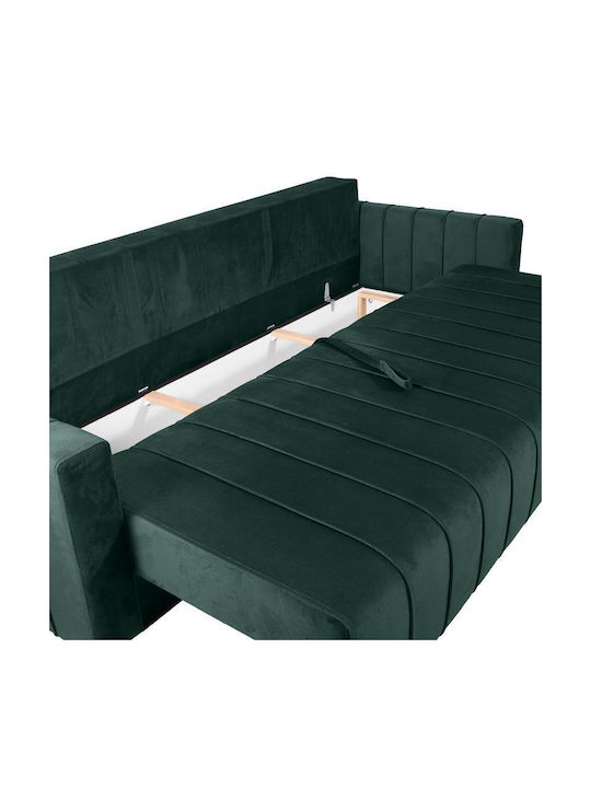 Comfort Four Seater Couch Bed with Storage Space Green 235x104x80 cm