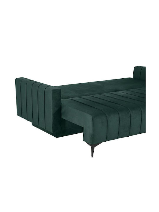 Comfort Four Seater Couch Bed with Storage Space Green 235x104x80 cm