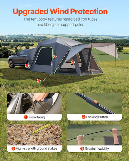 Vevor Σκηνή Camping Αυτοκινήτου Γκρι με Διπλό Πανί 3 Εποχών για 8 Άτομα 305x310x230εκ.