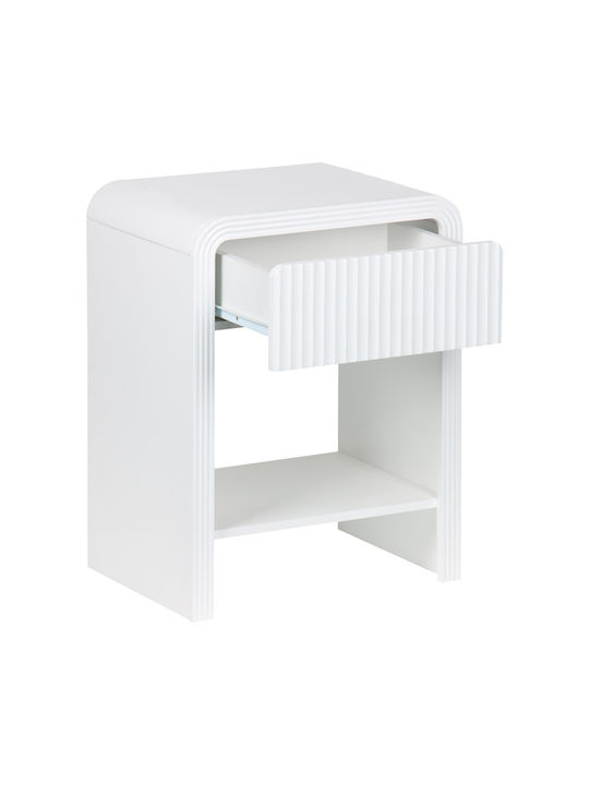 Bedside Table Zeplen Wooden White 40x30x53cm