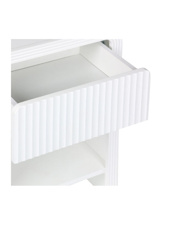 Bedside Table Zeplen Wooden White 40x30x53cm
