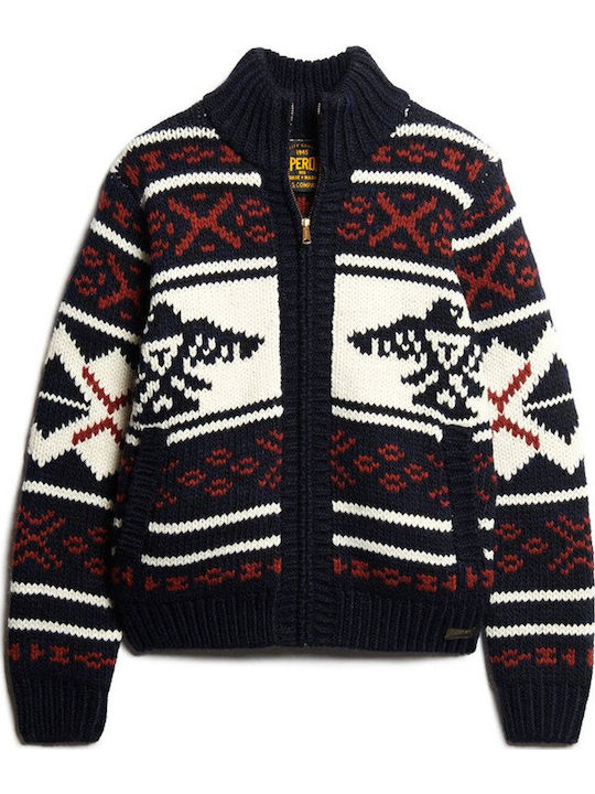 Men's Knitted Cardigan Navy Multi