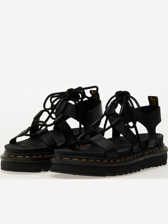 Nartilla Δερμάτινα Γυναικεία Σανδάλια Flatforms Μαύρα