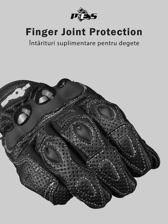 Winter Herren Motorradhandschuhe Leder Schwarz