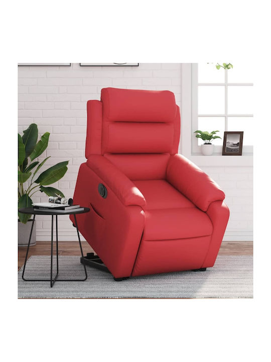 Fotoliu Relax cu Puf din Piele Ecologică Roșu 75x92.5x100cm