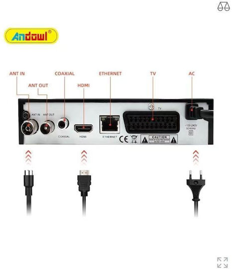 Andowl Satellite Decoder Qdv800 Q-DV800 Full HD (1080p) DVB-T in Black Color