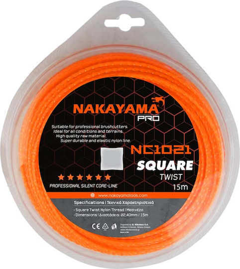 Nakayama NC1021 Square Trimmer Line Length 15m and Thickness 2.4mm