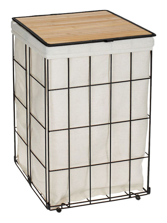 Laundry Basket Bamboo 72lt with Cap 40x30x60cm Beige