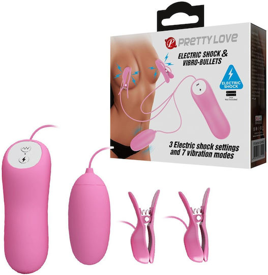 Pretty Love Electric Shock and Vibro Bullets pentru Electro-stimulare în Culoare Roz