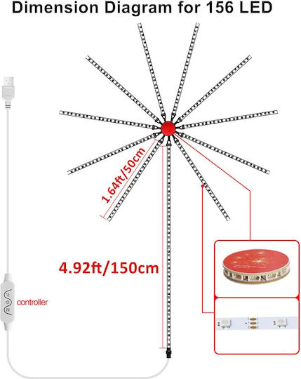 GloboStar Smart Ταινία LED Wi-Fi USB 5V RGB Φως 5m Τύπου SMD5050 με Τροφοδοτικό & Τηλεχειριστήριο